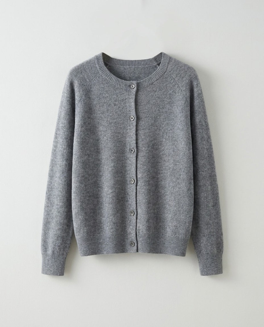 Cardigan i merinould med rund hals, produktfoto uden model
