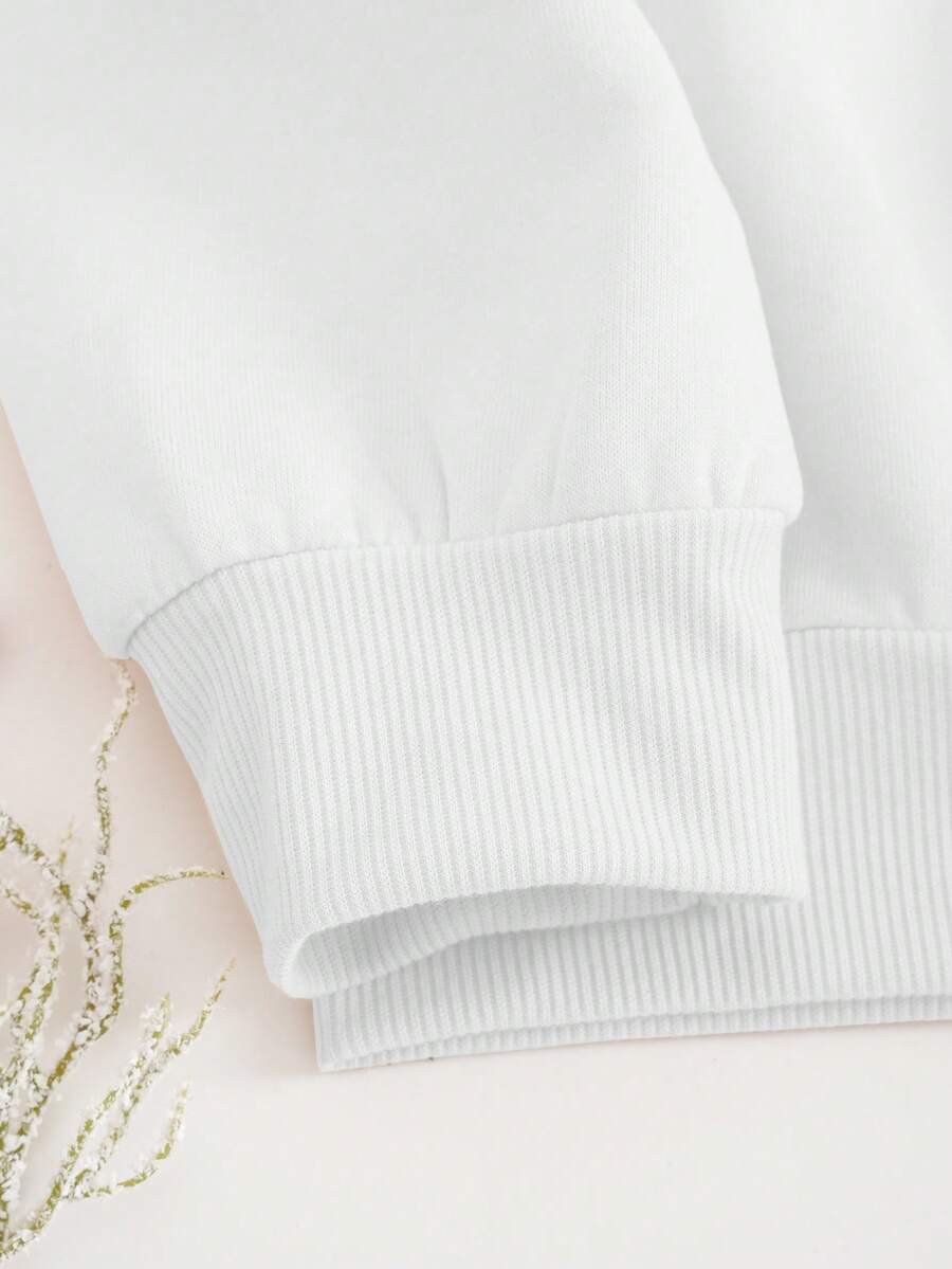 Julesweater dame med broderet honningkagemand, løs sweatshirt med fleece indvendigt, Hvid, billede 4