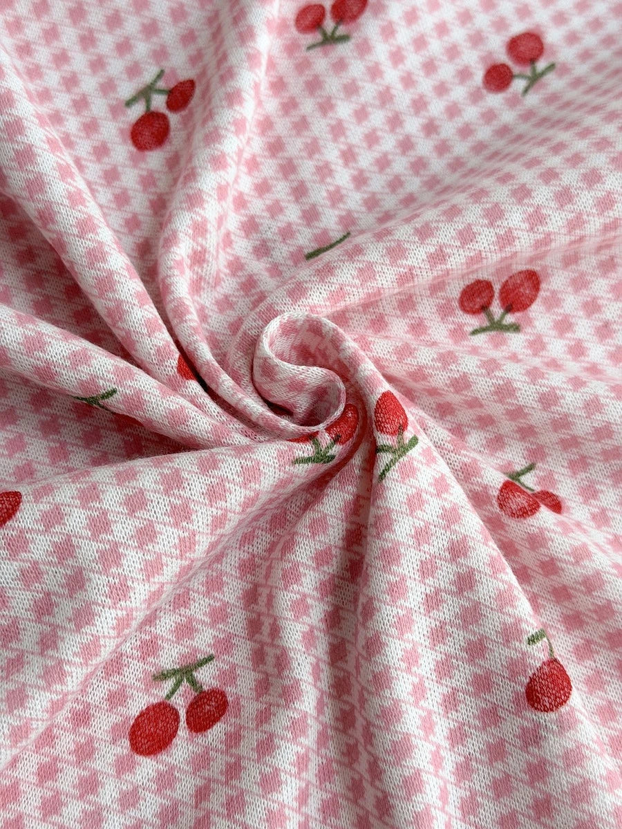 Pyjamas dame med ternede bukser og langærmet top med tekstprint, Lyserød, billede 11