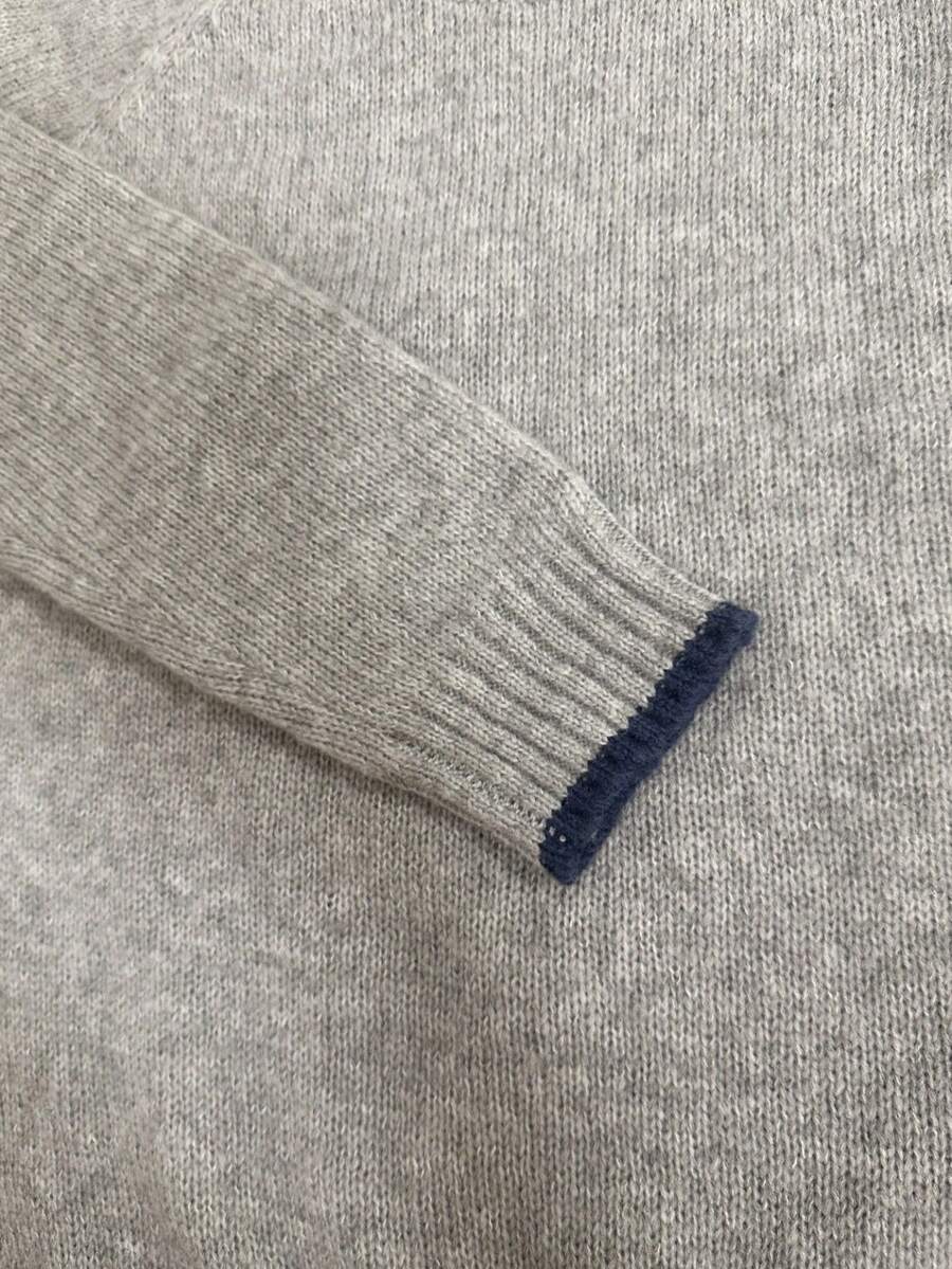 Strik sweater dame med kontrastkant, rund hals og raglanærmer, løs pasform, Grå, billede 5