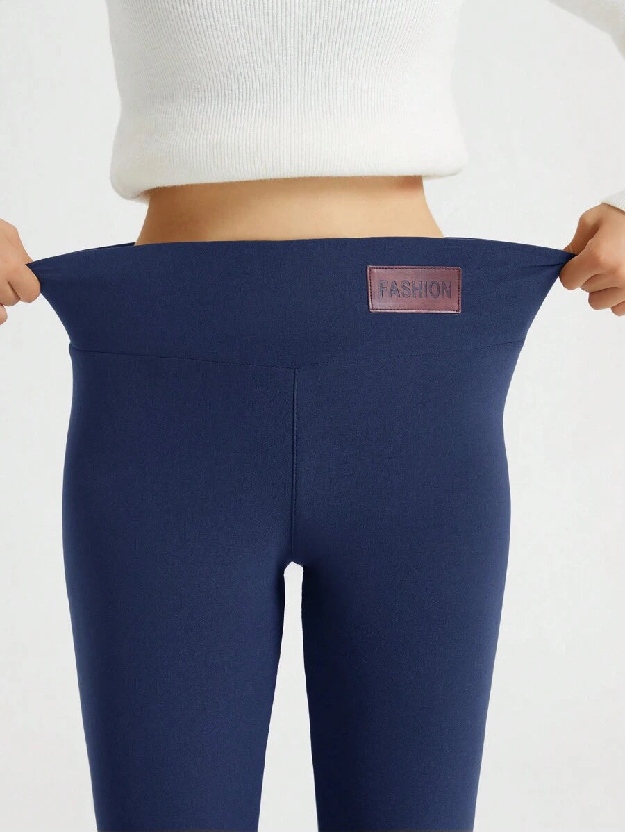 Termo leggings dame med tykt fleecefor og høj, elastisk talje, Marineblå, billede 10