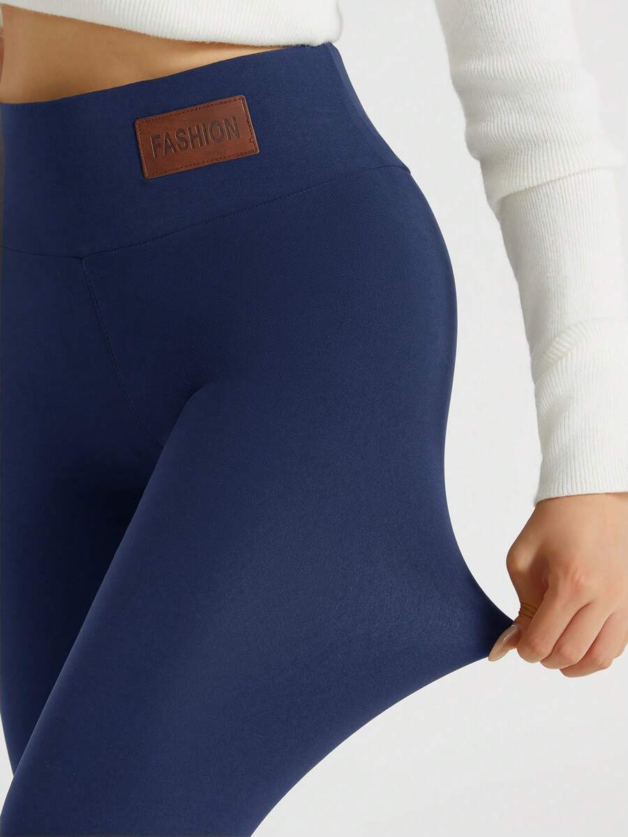 Termo leggings dame med tykt fleecefor og høj, elastisk talje, Marineblå, billede 11