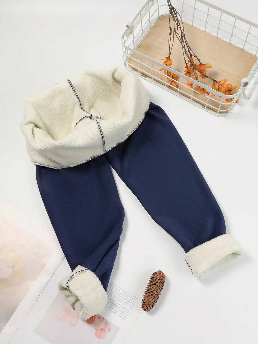 Termo leggings dame med tykt fleecefor og høj, elastisk talje, Marineblå, billede 12